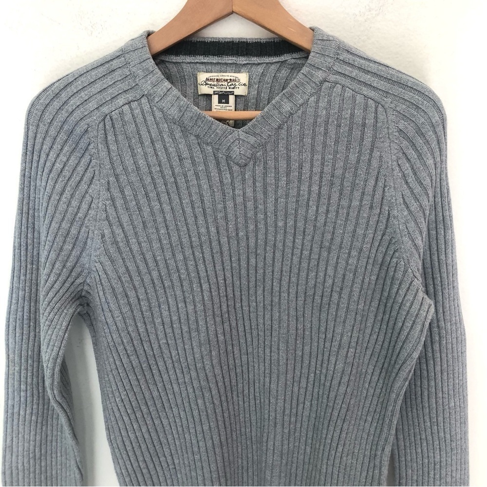 American Rag Cotton Ribbed V-Neck Sweater - Picture 3 of 10